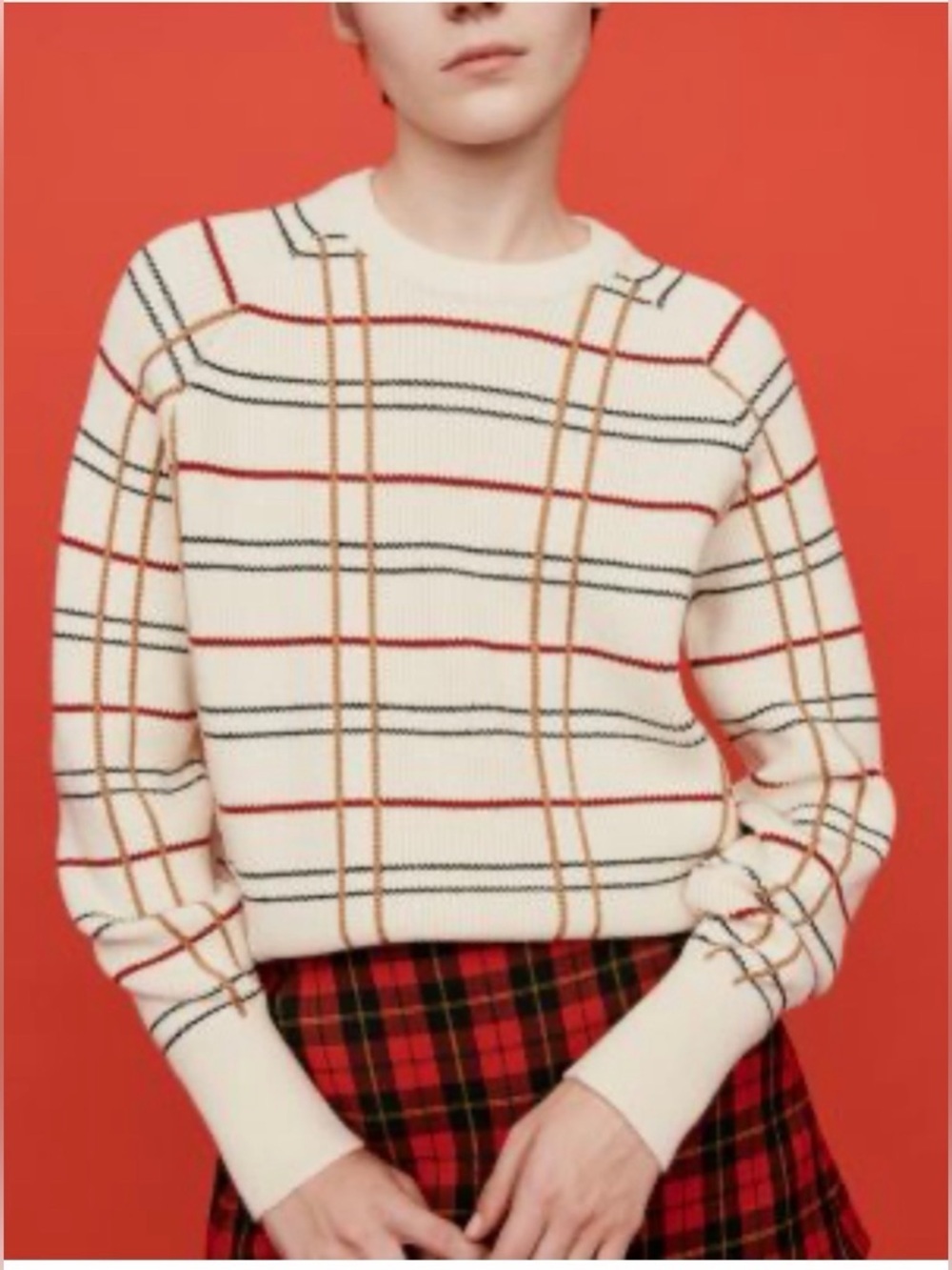 Maje Plaid Jacquard Sweater size 1 / S